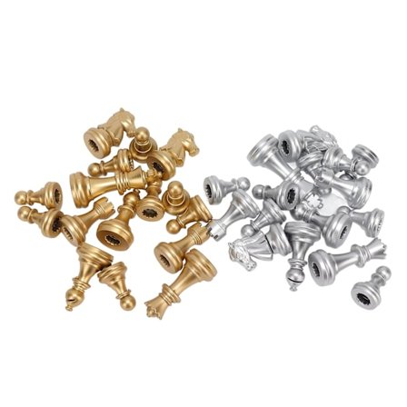 32 palaa shakkinappulat 1,93 tuuman kuningasfiguurilla Ps Yhteensopiva aikuisten lasten lelujen kanssa kultaa ja hopeaa