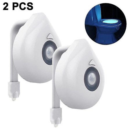 8 Farvede Toilet Natlys - Badeværelse Toilet, 2 stk., hvid