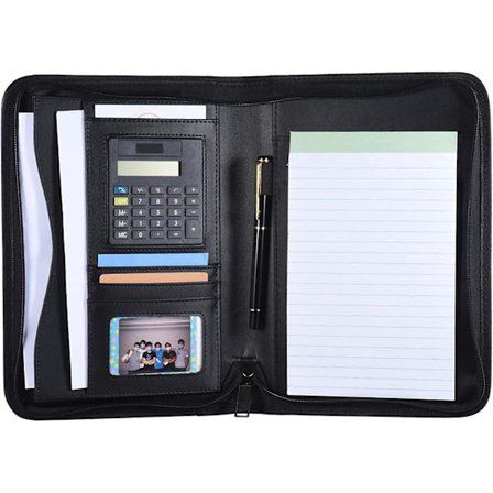 Kätevä ammatillinen liiketoiminnan salkku Padfolio-kansio Dokumenttikotelo Järjestäjä A5 Pu Nahka Vetoketjullinen suljin Laskimella Ca