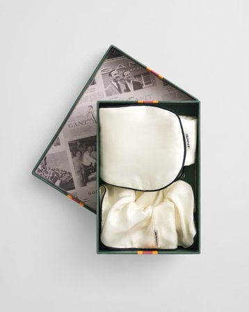 GANT Damen Seiden Schlafmaske und Scrunchie im Geschenkset (ONE SIZE) Weiß