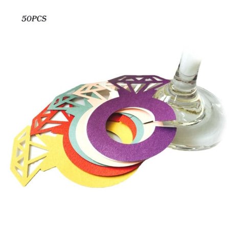 50 stk Diamant Ring Vin Glass Markører Champagne Tagger Flaske