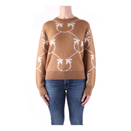 Pinko, Round-neck Knitwear Bruin, Dames, Maat:M