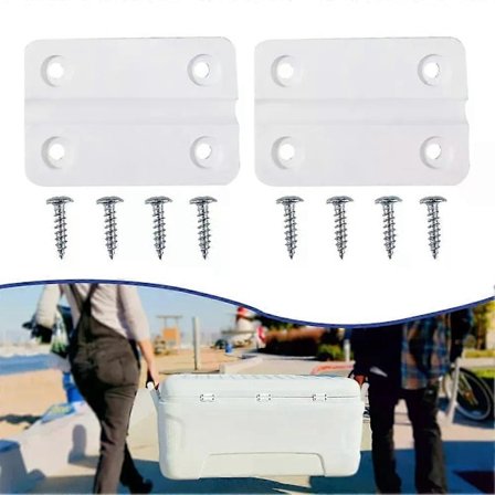 2 kpl Vaihtosaranat Igloo-kylmälaukkuun, valkoiset muoviset saranat ruuvisarjalla, puulaatikko, lahjapakkaus, laitteistotarvikkeet