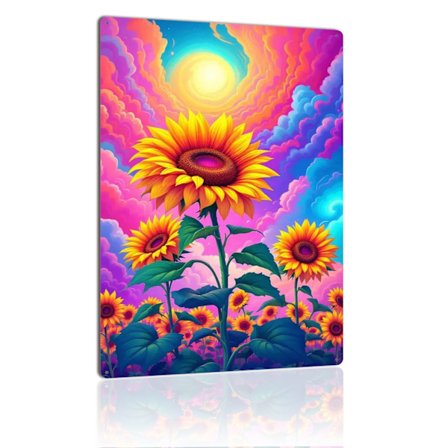 Eloisa auringonkukka metallikyltti rohkea värikäs taivas taide vintage peltikyltti laatta hänen kodin sisustukseen