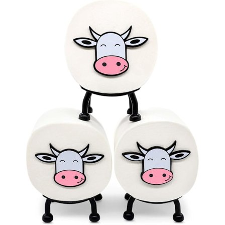 3 stk. Toalettpapirholder med ku-motiv, morsom toalettrullholder med dyremønster, oppbevaringsholder for baderomsvev, borddekor