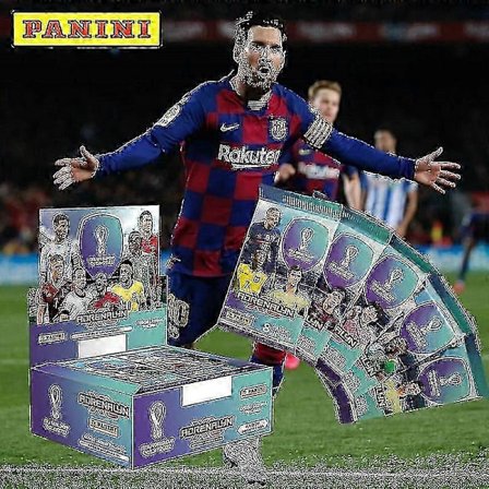 2023 Panini Fotball Stjernekort Boks - Qatar Verdenscup Fotballkolleksjon, Messi Ronaldo Limited Fanset 1 Pakke 8 stk