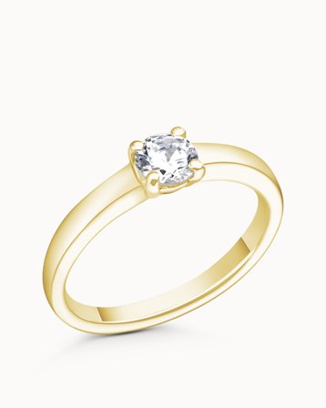 Solitairering med Lav indfattning Leonora - 18K Gultguld 0.50 Carat Naturlig Diamant