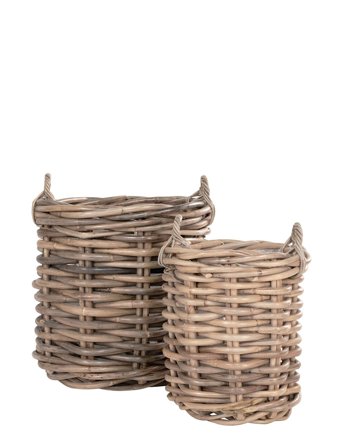 House Nordic Alina - Baskets, Kubu Rattan, Natural, Set Of 2 - 44X44X58/57X57X63CM