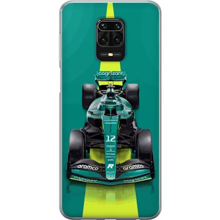 Yhteensopiva Puhelinkuori Xiaomi Xiaomi Redmi Note 9S Aston Martinin Formula 1 -auto vihreässä kilpailumuotoilussa, jossa on moderni studiosentuntma