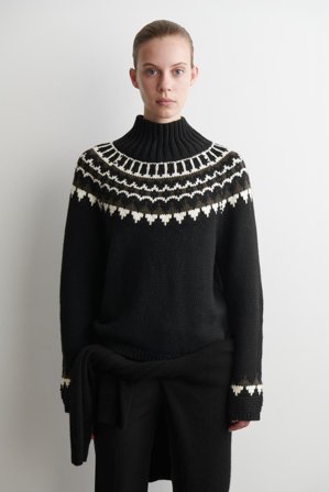 COS Women's Fair Isle Wool Cashmere Jumper in Black