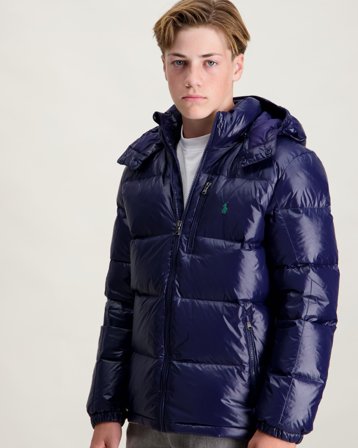 Polo Ralph Lauren Glossed Down Hooded Jacket Blå Jackor Kille - Kids Brand Store