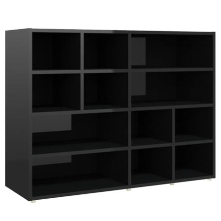 Vidaxl Bokhylla Svart Högglans 97x32x72 Cm Konstruerat Trä Svart