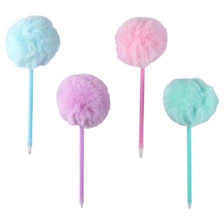 Fluffiga kulpennor Plyschpennor Macaron Färg Kulspetsblått Gel Ink