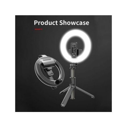 Selfie-tikku rengasvalolla, kannettava LED-täytevalo, Bluetooth, musta