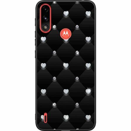 Motorola Moto E7 Power Svart Skal Diamant Hjärta