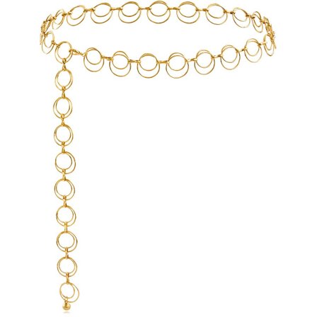 Midjebelte, 100 cm, Damebelter, Buksebelte, Belte, Metallkjede, Lenkekjede, Midjekjede, Midjekjede, Egnet for Jeanskjoler, Gull