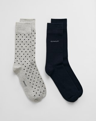 GANT - 2-pakk myke bomullssokker med prikker til herre light grey melange