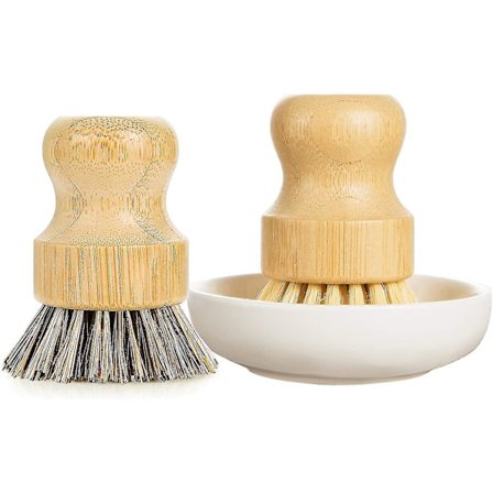 2pk Økologisk Bambus Mini Gryde- og Opvaskbørste
