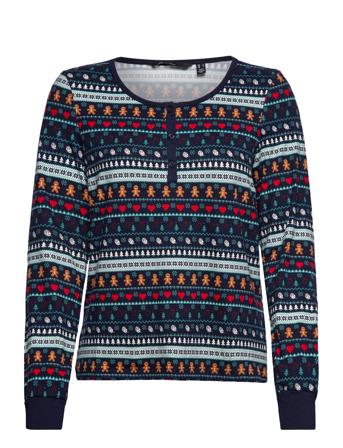 Vmxmas New Ls Button Top Jrs T-shirts & Tops Long-sleeved Multi/mönstrad Vero Moda