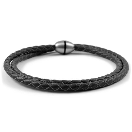 Sort Bolo Twisted Læderarmbånd til mænd - Læderarmbånd