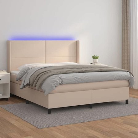 Maison Exclusive - Sengebund af lameller madras LED Cappuccino 160x200 cm
