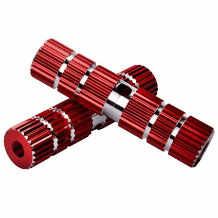 Aluminiumslegering sykkel fotpinner for gjengede foraksel og bakaksel for barn, voksne, BMX, maks belastning 100 kg, rød.