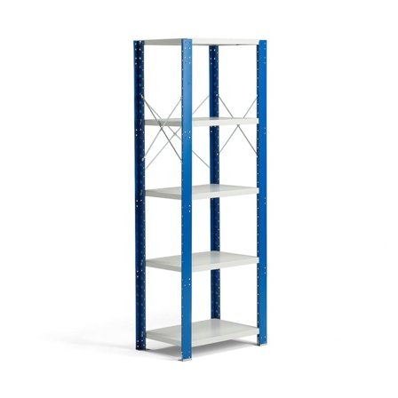 Lagerreol, grunnseksjon, H1740 B665 D600 mm, blå/grå