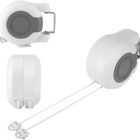 13m Uttrekkbar Klesnor, Utendørs Tørkestativ med 2 Liner for Balkong