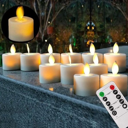 Batteridrivna Flammlösa LED-Värme Ljus 12 st Blinkande Mola Veke LED-Värme Ljus Jul Halloween Fest-WELLNGS qd