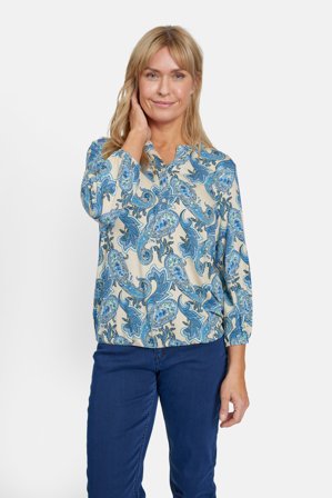 SIGNATURE - 3/4 Ærmet T-shirt - Blå Mix - Paisley Print