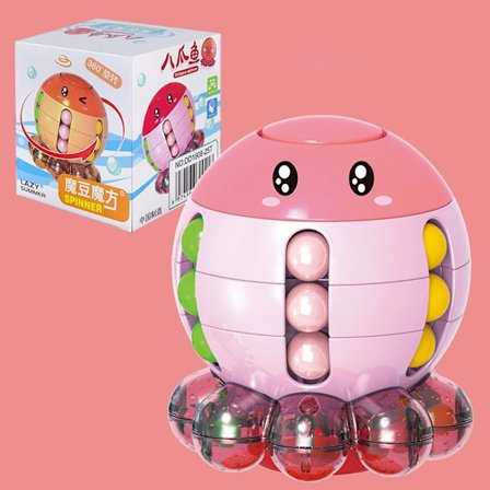 Stressreducerende Rubiks kube, 3D Rubiks kube til børn, [Pink] 7*7*7,5 cm