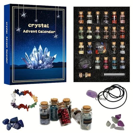 Krystal Julekalender, 24-dages Ædelstensnedtælling, Festartikler, Festudstyr, Julepyntssæt, Velegnet til jul, påske, Thanksgiving