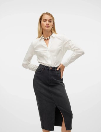 Vero Moda Vmlady L/S G-String Shirt Wvn New Noos - White - XL