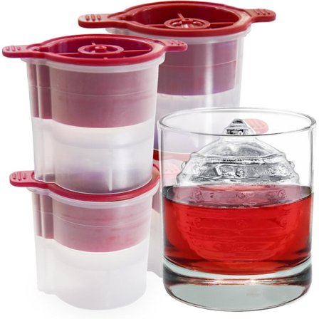 Sæt med 4 - Store isforme perfekte til festlige drikke og feriedrikke - Lugtfri fryseopbevaring, tåler opvaskemaskine med silikone