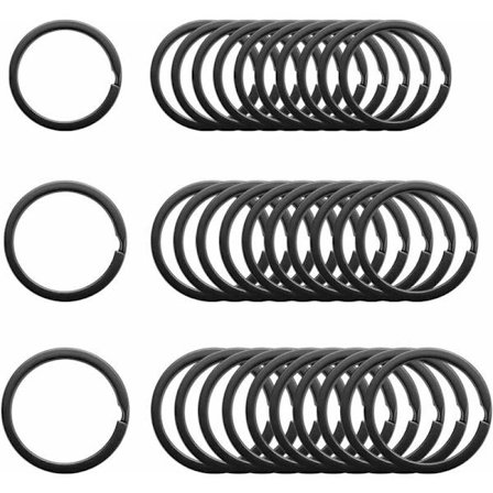 45 st platta nyckelringar i metall, delade nyckelringar i metall, svarta nyckelringar i metall, platta nyckelringar i metall för att organisera 