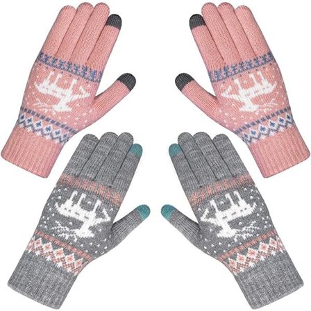 Vinterhandsker til kvinder - Varm touchscreen-handsker med snefnugprint - Unisex - Genanvendelige
