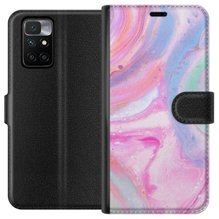 Kompatibelt Plånboksfodral till Xiaomi Xiaomi Redmi 10 Abstrakt pastellfärgad marmorkonst med flytande akryleffekt i rosa, blått och grönt för mo