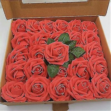 50 Realistiske Skum Ivory Kunstige Roser Med Stilker, Festdekorasjoner