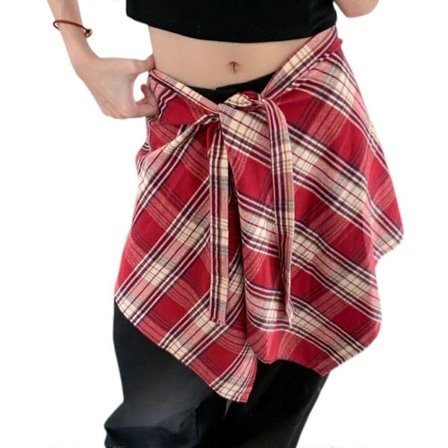 Rutig Skjortförlängare Knytband Underkjolar Lager Halv Underkjol Klädtillbehör Lager Kort Omlottkjol Unisex