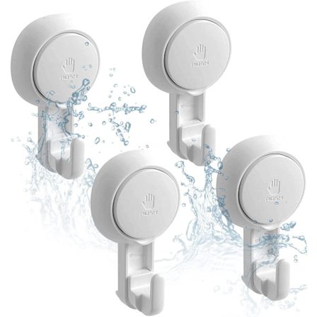 4-pack sugkrokar utan borrning, extra starka, max 5 kg, vattentäta sugkrokar för badrum, kök, fönster, glas