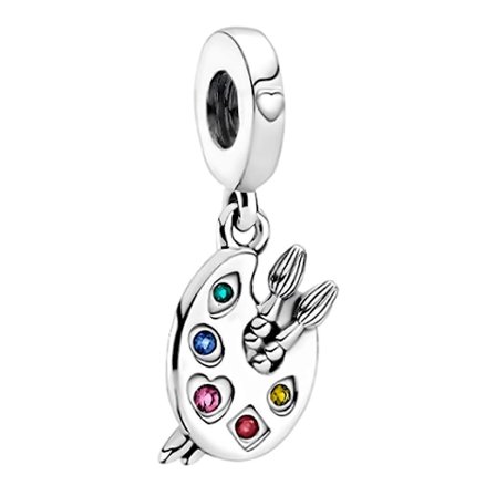 Artist's Palette Dangle Charm 925 Sterling Sølv Dangle for Pandora Armbånd Musiker Kvinner