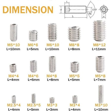 300 stk. sæt M2.5 M3 M4 M5 M6 M8 sekskantede skruer, sortimentssæt rustfrit stål sekskant skruer med indvendig sekskant