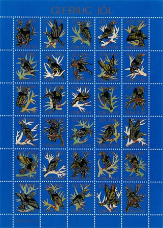 Færøerne - Julemærkeark 1992 - Utakket øvre marginal - Ubrugt eller foldet