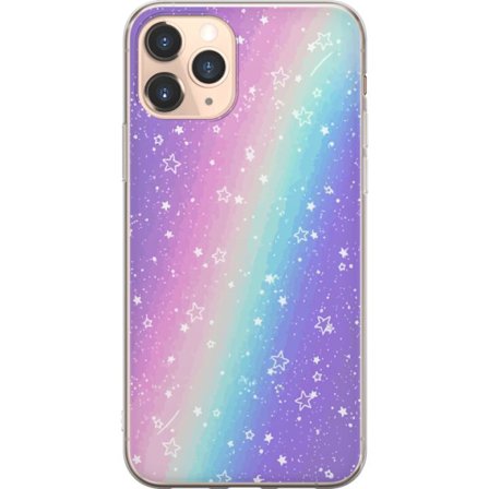 Kompatibel Mobilcover til Apple iPhone 11 Pro Rainbow-farvet pastelbaggrund med hvide stjerner og glitrende prikker i blød overgang