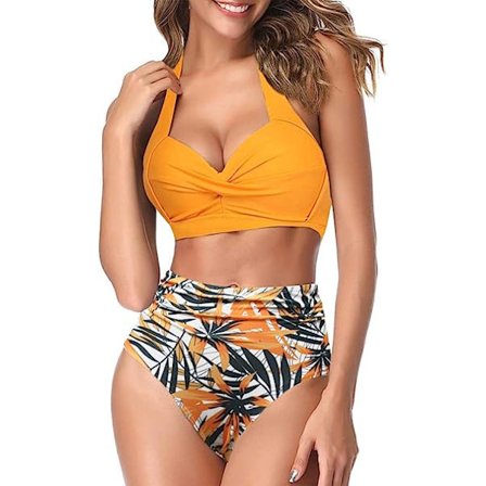 Dam Tvådelad Tankini baddräkter Hög midja Halter Vintage Bikini Set Dam Baddräkter,L