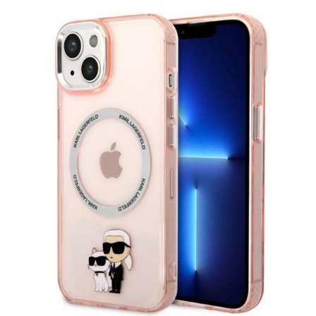 Karl Lagerfeld KLHMP14SHNKCIP iPhone 14 6.1" hårt fodral rosa/rosa Iconic Karl & Choupette MagSafe