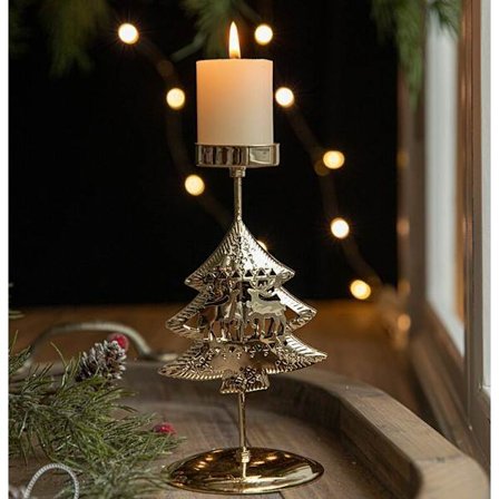 Julelysstake i gull, smidd jern