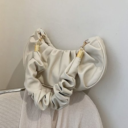 Enkel veckad väska Fransk liten underarmsväska VIT