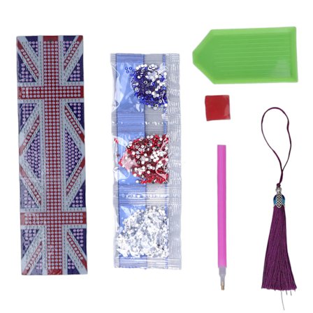 Rhinestone Maleri Bokmerke Flagg Mønster DIY Vanntett Dekorativ Rhinestone Art Bokmerke med Duske