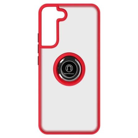 Samsung Galaxy S22 Cover Bi-materiale Metal Ring Video Support rød